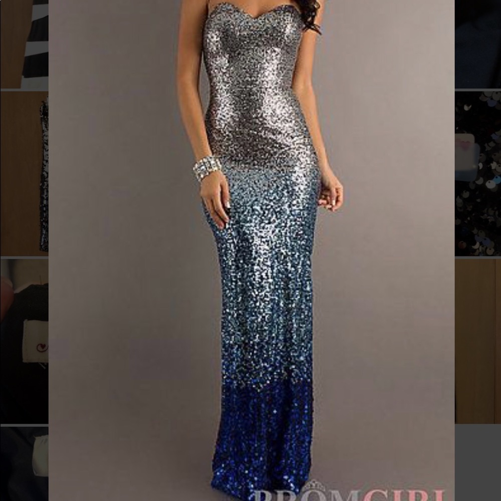 PromGirl Blue Sequin Ombré Prom Dress
